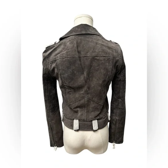BLANK NYC Leather Suede Moto Jacket French Gray Dark Gray Accents Women XS NWT - Picture 6 of 13